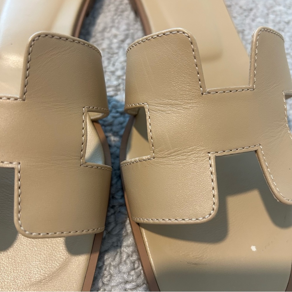 Authentic Hermes Oran Sandals Beige Natura / Beige Natural - size 40 / 9.5 - Picture 5 of 13